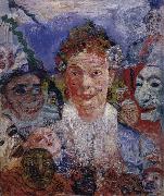 James Ensor Old Woman with Masks France oil painting artist